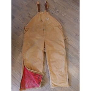 Vintage Carhartt Double Knee Insulated Bib Overalls RO2 BRN 54x30 Brown Workwear